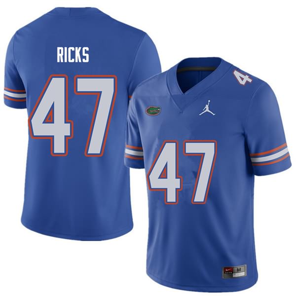 Men's NCAA Florida Gators Isaac Ricks #47 Stitched Authentic Jordan Brand Royal College Football Jersey EUF7865VO